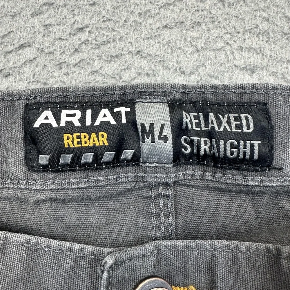Ariat Pants Men 34x30 Gray Rebar M4 Relaxed Straight Utility Bleached Distressed
